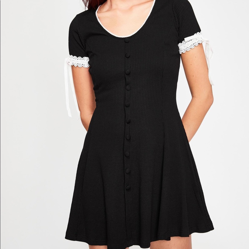 Dolls Kill Addamz Gurl Black Lace Babydoll Dress